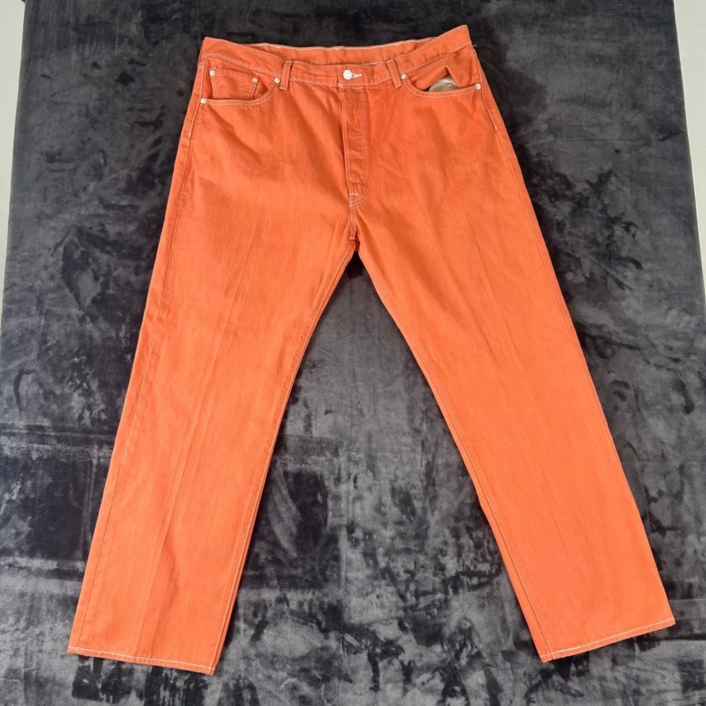 Levi's 501 Original Fit Jeans Mens 42x32 Orange Button Fly
